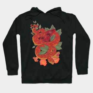 Red Bush Viper with Lilies Hoodie